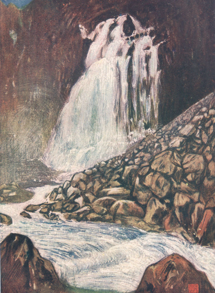 HARDANGER. 'Espelandsfos' by Nico Jungman. Norway 1905 old antique print